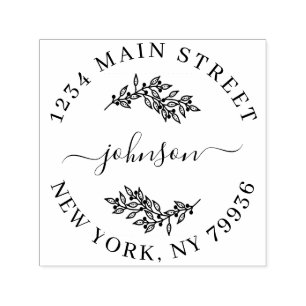 Create Your Own Modern Round Return Address Rubber Self-inking Stamp