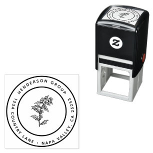 Create Your Own Modern Round Return Address Rubber Self-inking Stamp