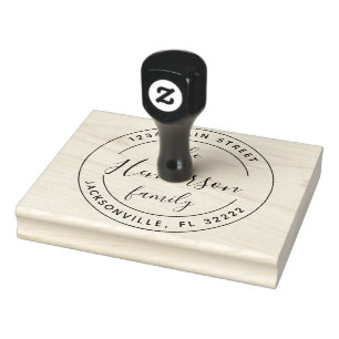 Create Your Own Modern Round Return Address Rubber Stamp