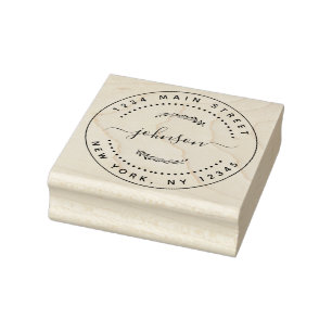Create Your Own Modern Round Return Address Rubber Stamp