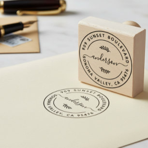 Create Your Own Modern Round Return Address Rubber Stamp
