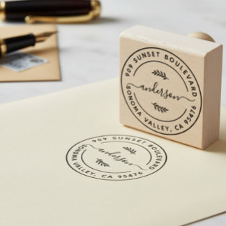 Create Your Own Modern Round Return Address Rubber Stamp