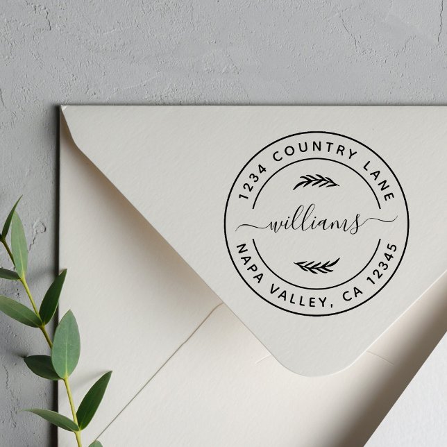 Create Your Own Modern Round Return Address Rubber Stamp (Creator Uploaded)