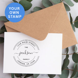 Create Your Own Modern Round Return Address Rubber Stamp