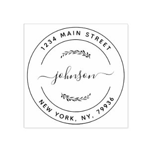 Create Your Own Modern Round Return Address Rubber Stamp