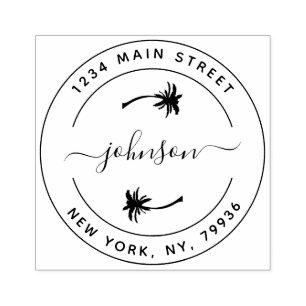 Create Your Own Modern Round Return Address Rubber Stamp