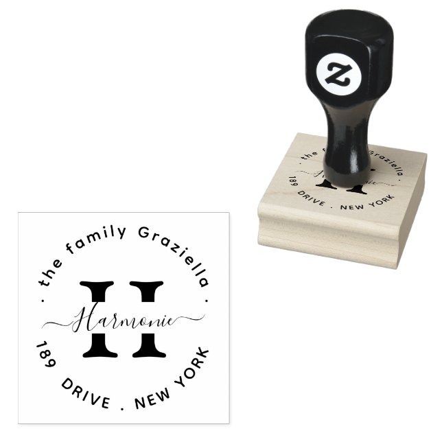 Create Your Own Modern Round  Rubber Stamp (Stamped)