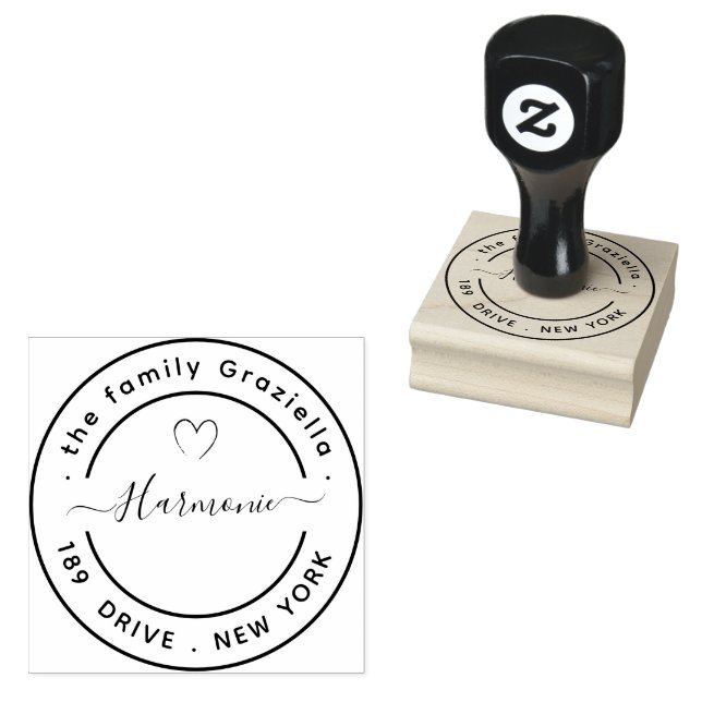 Create Your Own Modern Round  Rubber Stamp (Stamped)