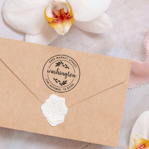 Create Your Own Modern Rustic Round Return Address Self-inking Stamp