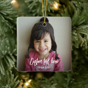 Create Your Own Modern Script Photo Ceramic Ornament