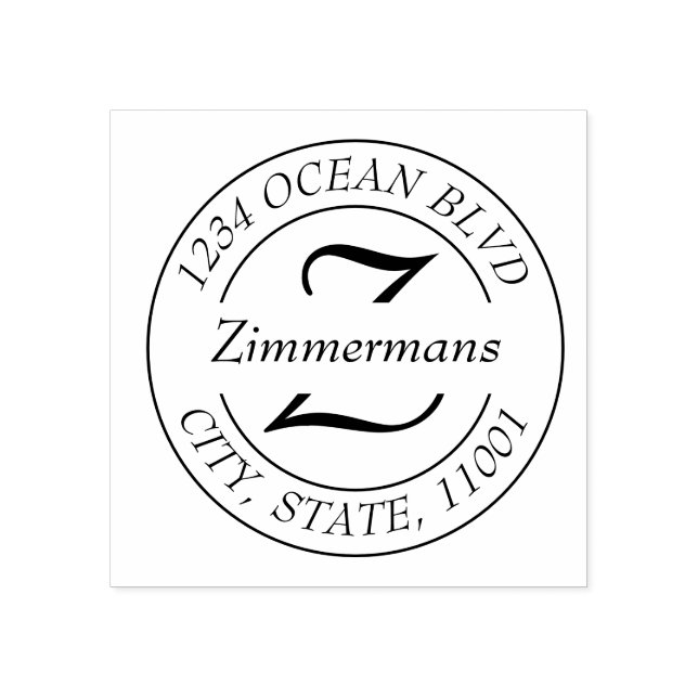 Create Your Own Modern Simple Monogram Round Rubber Stamp (Imprint)