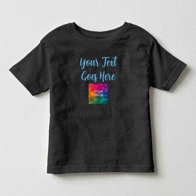 Create Your Own Modern Template Black Script Baby Toddler T-Shirt (Front)