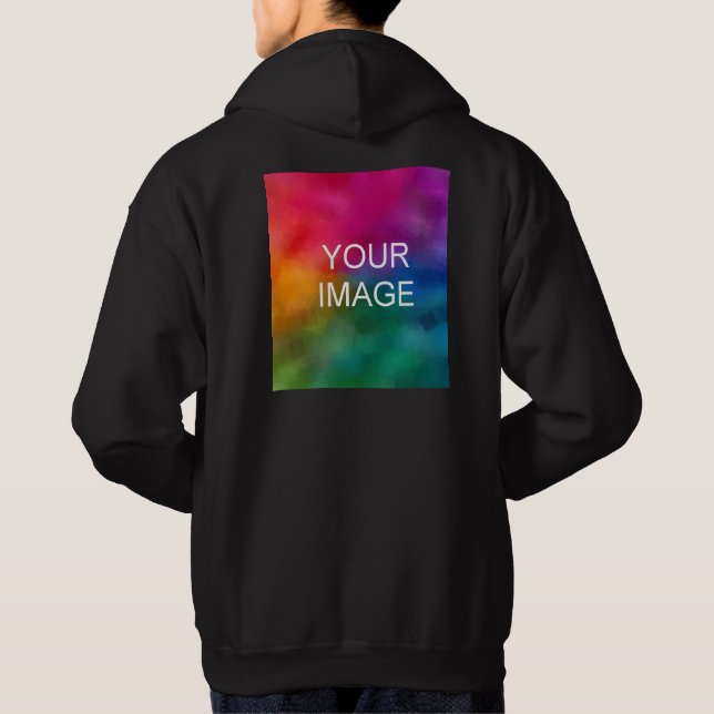 Create Your Own Modern Template Men's Basic Black Hoodie (Back)