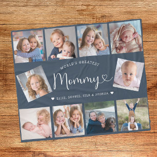 Create Your Own Mommy Photo Collage Modern Fleece Blanket