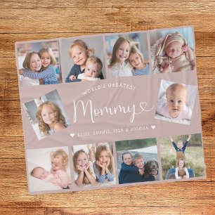 Create Your Own Mommy Photo Collage Modern Fleece Blanket