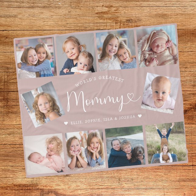 Create Your Own Mommy Photo Collage Modern Fleece Blanket (Creator Uploaded)
