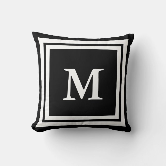 Create Your Own Monogram Black and White Cushion (Front)