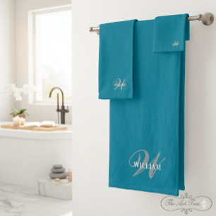 Create Your Own Monogram Color Match Teal  Bath To Bath Towel Set