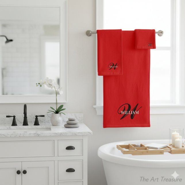 Create Your Own Monogram Colour Match Teal  Bath Towel Set (Creator Uploaded)