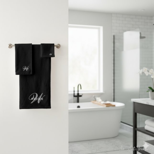 Create Your Own Monogram Colour Match Teal  Bath Towel Set (Creator Uploaded)