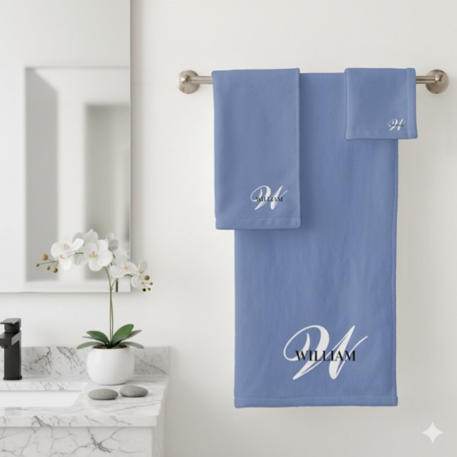 Create Your Own Monogram Colour Match Teal  Bath Towel Set (Creator Uploaded)