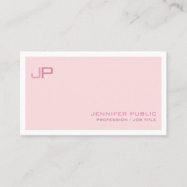 Create Your Own Monogram Elegant Modern Pink Business Card (Front)