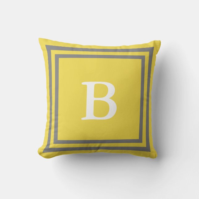 Create Your Own Monogram Grey and Yellow Pillow (Front)