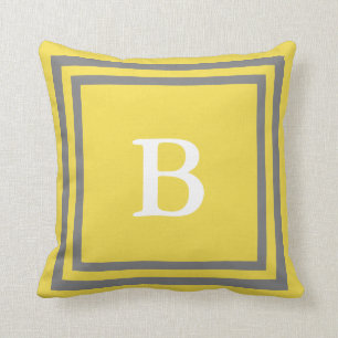 Create Your Own Monogram Grey and Yellow Pillow