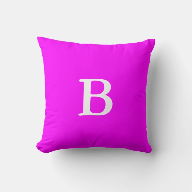 Create Your Own Monogram Magenta Throw Pillow (Front)