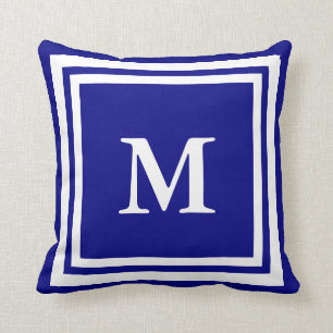 Create Your Own Monogram Navy Blue and White Cushion