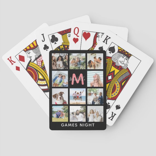 Create Your Own Monogram Photo Collage Playing Cards (Back)