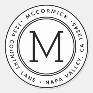 Create Your Own Monogram Return Address Classic Round Sticker