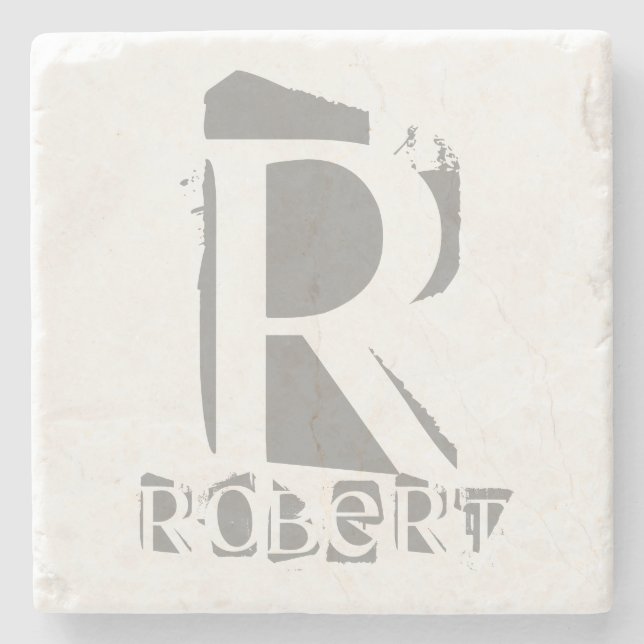 Create Your Own Monogram Template Elegant Marble Stone Coaster (Front)