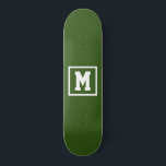 Create Your Own Monogram Template Green and White Skateboard<br><div class="desc">Create Your Own Monogram Template Green and White skateboard. Easily add the monogram initial in white colour on a dark background. choose the deck type from the options menu.</div>