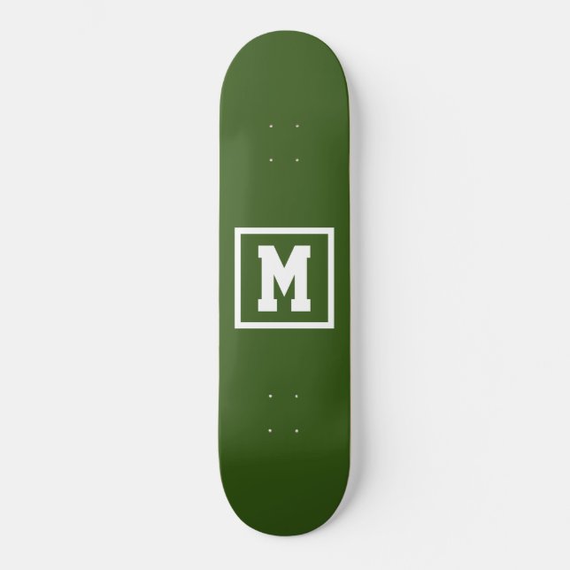 Create Your Own Monogram Template Green and White Skateboard (Front)