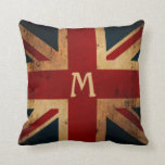 Create Your Own Monogram Union Jack Cushion<br><div class="desc">Cool double-sided Union Jack flag,  lightly distressed for a vintage feel,  with space for your monogram or other text. Feel free to customise as desired. Enjoy!</div>