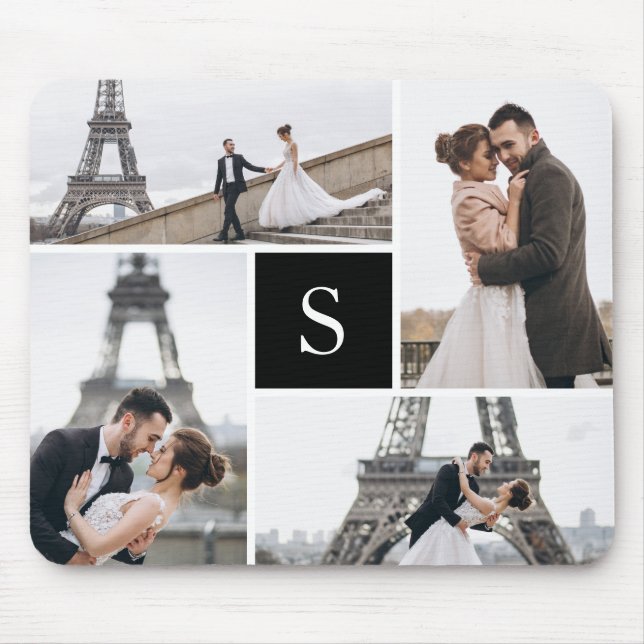 Create Your Own Monogrammed 4-Photo Collage  Mouse Mat (Front)