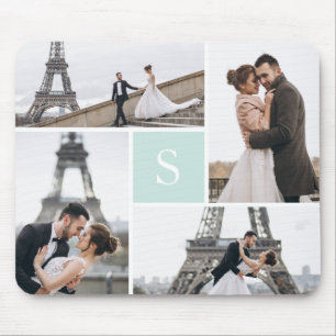 Create Your Own Monogrammed 4-Photo Collage Mouse Mat