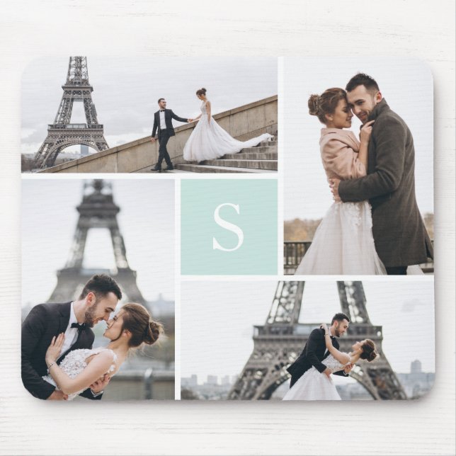 Create Your Own Monogrammed 4-Photo Collage Mouse Mat (Front)