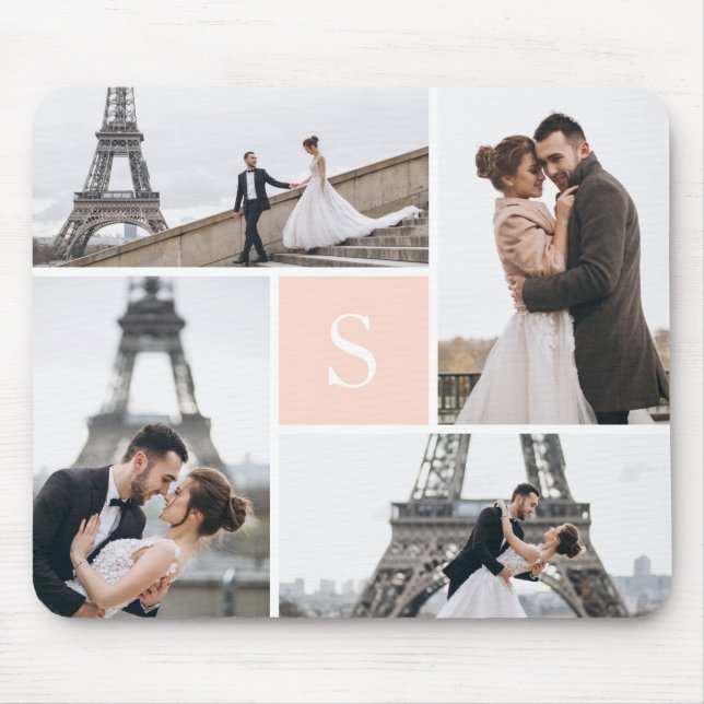 Create Your Own Monogrammed 4-Photo Gallery Mouse Mat (Front)