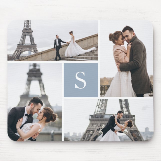Create Your Own Monogrammed 4-Photo Gallery Mouse Mat (Front)