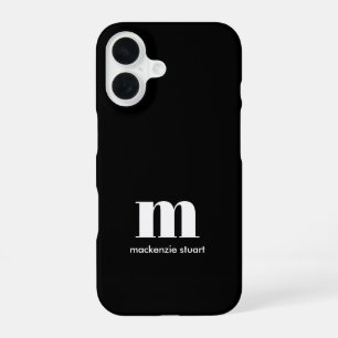 Create Your Own Monogrammed Modern Initials Black iPhone 16 Case