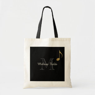 create your own monogrammed music black tote bag