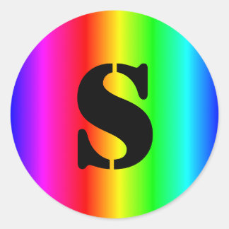 Create Your Own Monogrammed Rainbow Gradient Classic Round Sticker