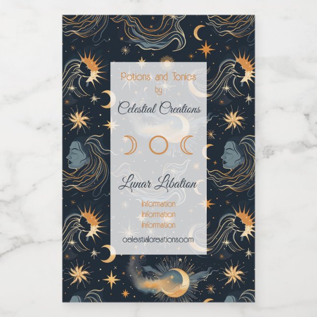 Create Your Own Moon Goddess Celestial Wine Label (Single Label)