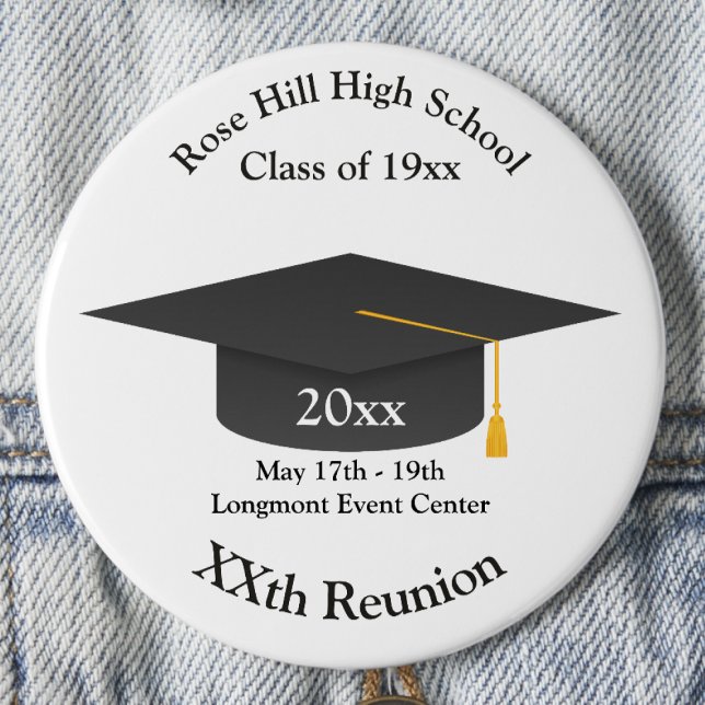 Create-Your-Own Mortarboard Class Reunion Button (Creator Uploaded)