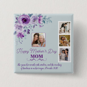 Create Your Own Mother's Day Collage Floral 15 Cm Square Badge