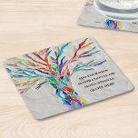Create Your Own Motivational/Inspirational Quote Square Paper Coaster<br><div class="desc">This unique Paper Coaster is decorated with a multicolored mosaic Tree of Life design.
Add your chosen quote to personalise it. 
Click Customise Further to edit font,  font size and font colour.
Original Mosaic © Michele Davies.</div>