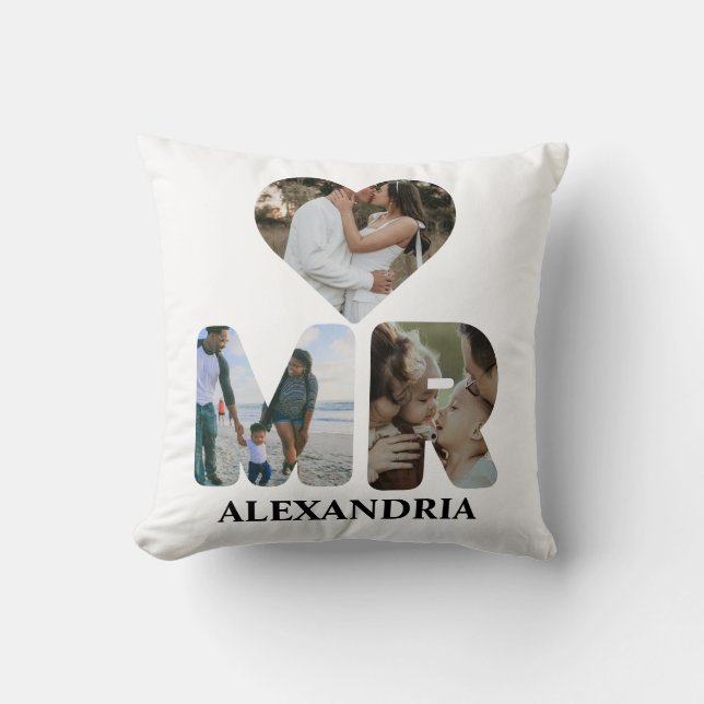 Create your own Mr and Mrs photo Matching couple Cushion (Front)