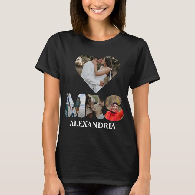Create your own Mr and Mrs photo Matching couple T-Shirt (Front)